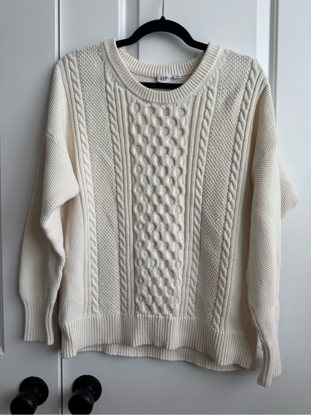 GAP Cream Chunky Cable Knit Crewneck Sweater XL